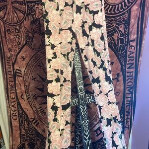 Floral Black and Pink Pants